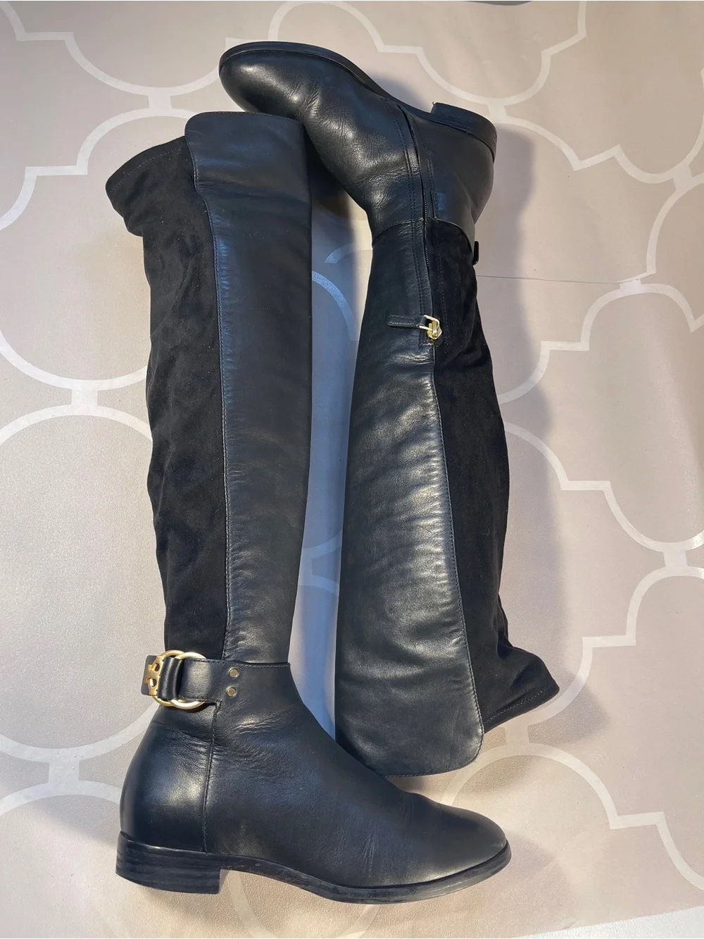 Tory Burch Marsden Leather & Fabric Over-the-Knee Riding Boots Size 6